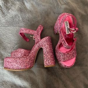 Steve Madden Pink Glitter Platform Heel
